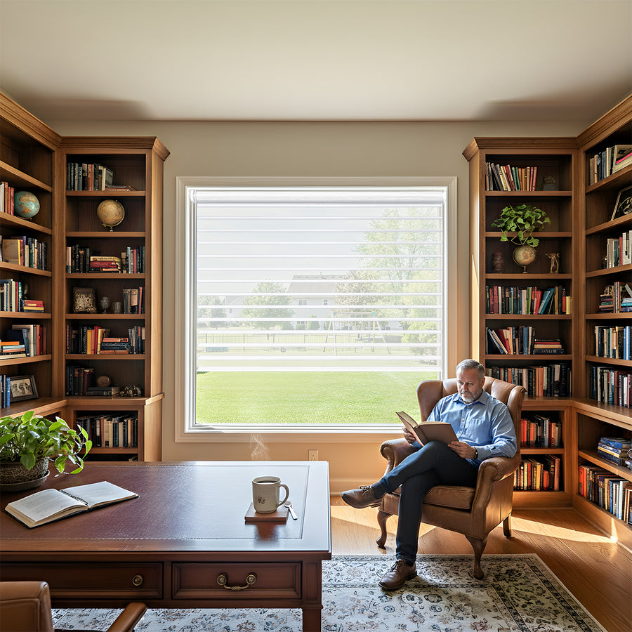 Home Library Window Shades: Protect Books From UV and Reading Glare